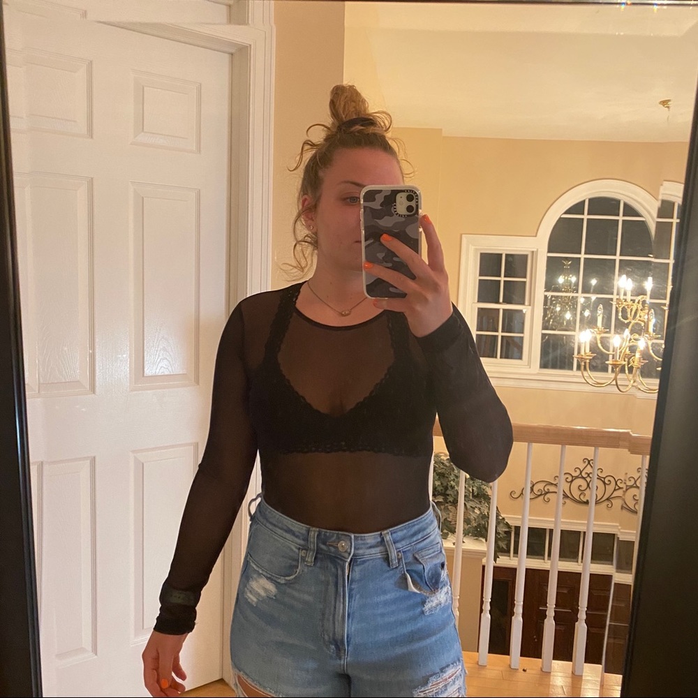 ‼️SOLD‼️Black mesh top